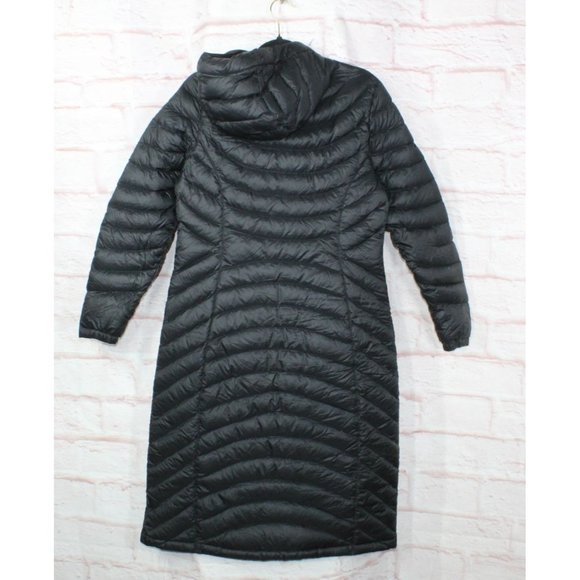 LL Bean Black Nylon Zip Hooded Ultralight Long Down Hooded Coat Size XS - Picture 4 of 12